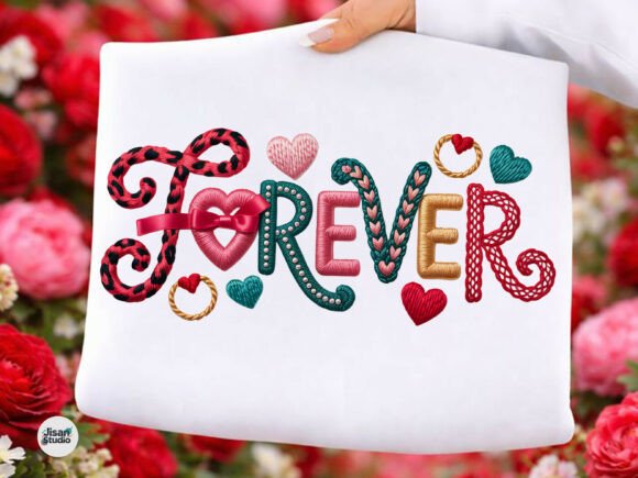 Coquette Forever Faux Embroidery PNG: Design Details
