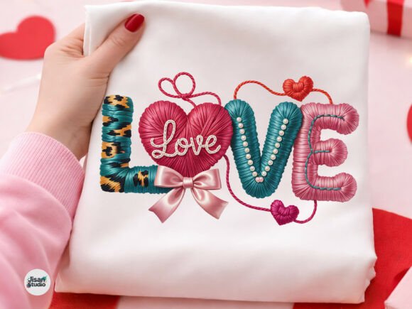 Coquette Love Bow Faux Yarn Valentine: A Textured Graphic for Modern Craft