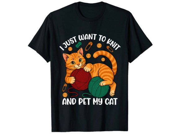 Cute Knitting and Cat Lover T-Shirt: Purr-fect for Crafters