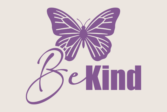 Embracing Positivity: The Purple Butterfly Be Kind Vector Design