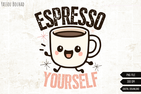 Espresso Yourself: The Funny Coffee Cup PNG for Creative Projects