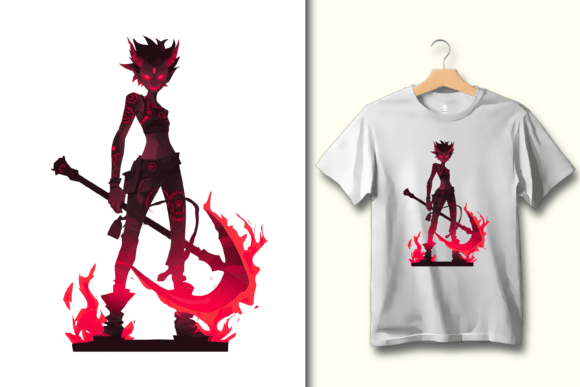 Fiery Demon Girl with Grimoire Circle: Unleash Bold, Dark Fantasy Art