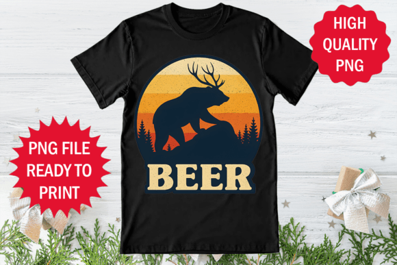 Funny Retro Style Deer and Beer Clipart: Bold & Playful Design
