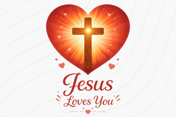 Jesus Loves You Cross Heart PNG: A Radiant Design for Faith-Based Projects