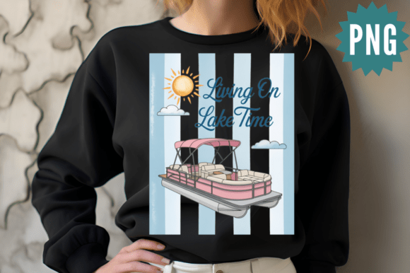 Lake Time Pontoon Boat PNG: Your Go-To Lake Life Design Asset