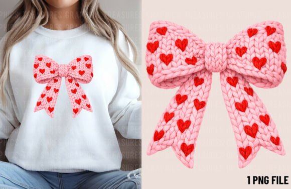 Valentine Coquette Bow Crochet Yarn PNG: Crafting Digital Charm